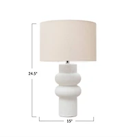 Hello Honey® 24.5" White Volcano Finish Stoneware Table Lamp with Linen Shade