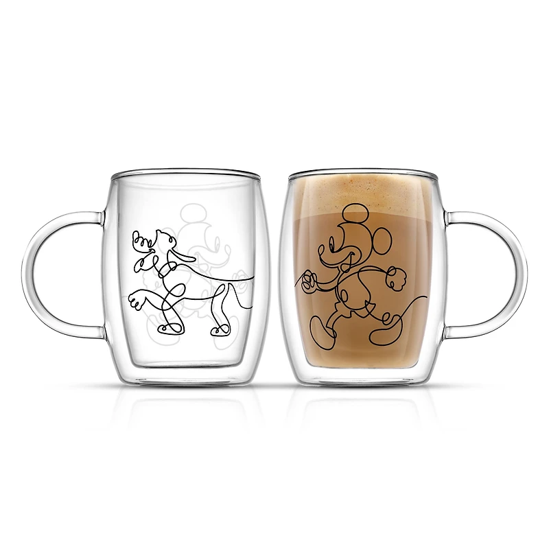 JoyJolt® Disney® 5.4oz. Mickey & Pluto Aroma Glass Mugs, 2ct.