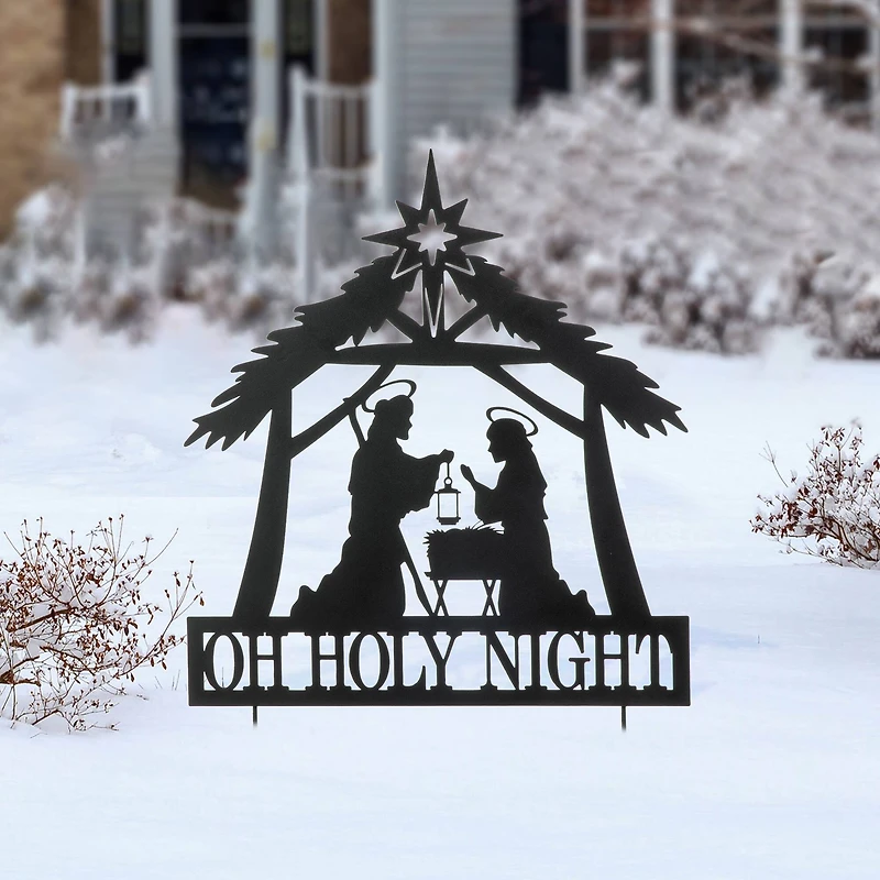 Glitzhome® 2.5ft. Metal Nativity Silhouette Yard Stake