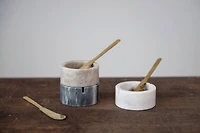 Hello Honey® 1.5" Salt & Pepper Marble Pinch Bowls with Metal Knifes