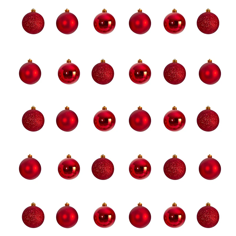 30ct. 2.5" Red Shatterproof Christmas Ornaments