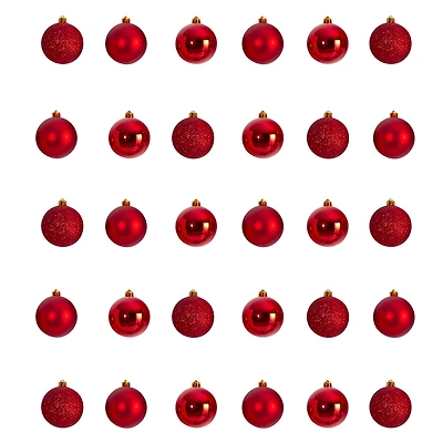30ct. 2.5" Red Shatterproof Christmas Ornaments