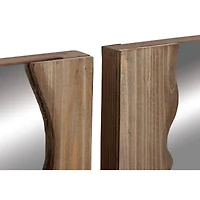 32" Brown Wood Contemporary Wall Mirror Set