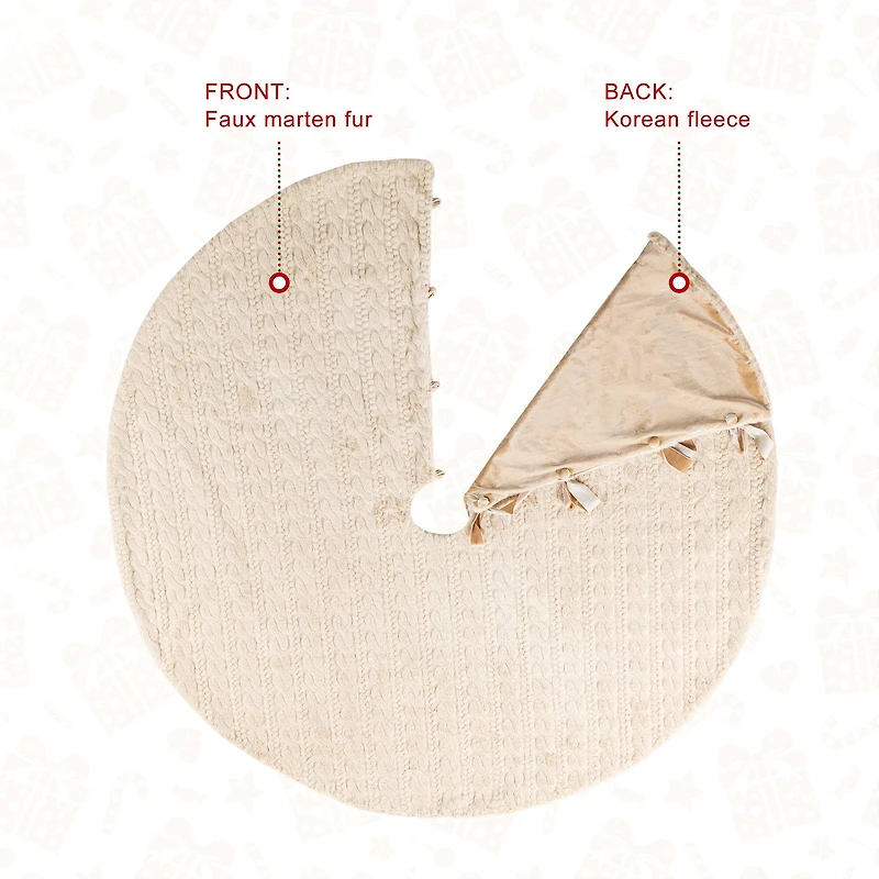 Glitzhome® 60"D Reversible Twisted Faux Marten Fur Christmas Tree Skirt