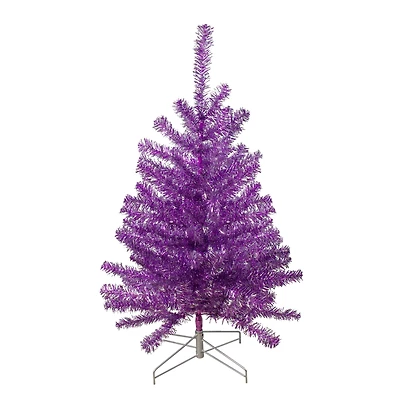 3ft. Unlit Metallic Purple Tinsel Artificial Christmas Tree