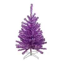 3ft. Unlit Metallic Purple Tinsel Artificial Christmas Tree