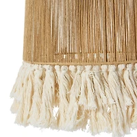 Hello Honey® 16" Coastal Pendant Lamp with Natural Paper Rope Shades, Fringe Detail and Iron Base