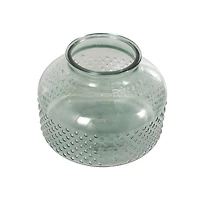 12.25" Green Glass Wide Spotted Decorative Vase