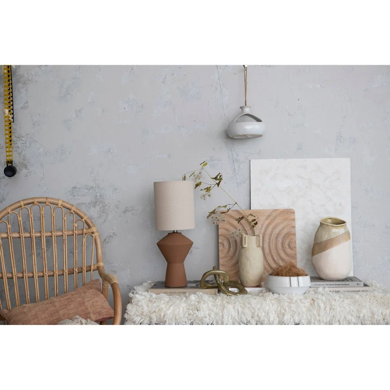 Hello Honey® 10" Cream Sand Finish Modern Stoneware Vase