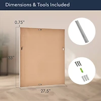 Head West Micro Square Tiled White & Chrome Beveled 27.5" x 33.5" Framed Accent Vanity Mirror