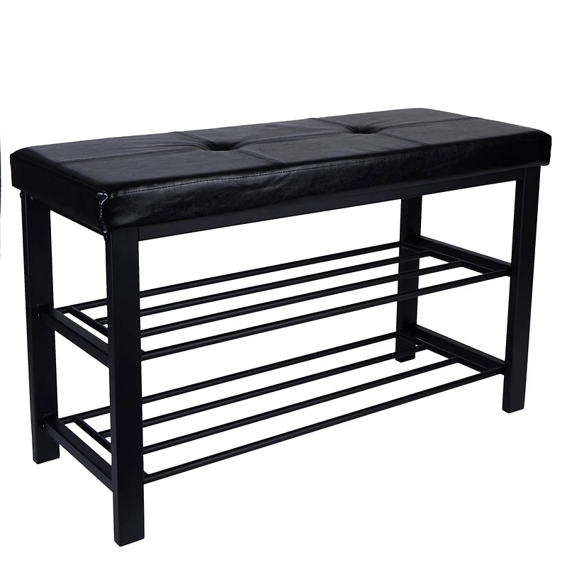 Simplify Black Entryway Bench with Shoe Storage