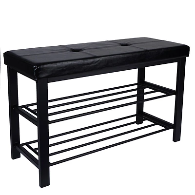 Simplify Black Entryway Bench with Shoe Storage