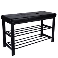 Simplify Black Entryway Bench with Shoe Storage