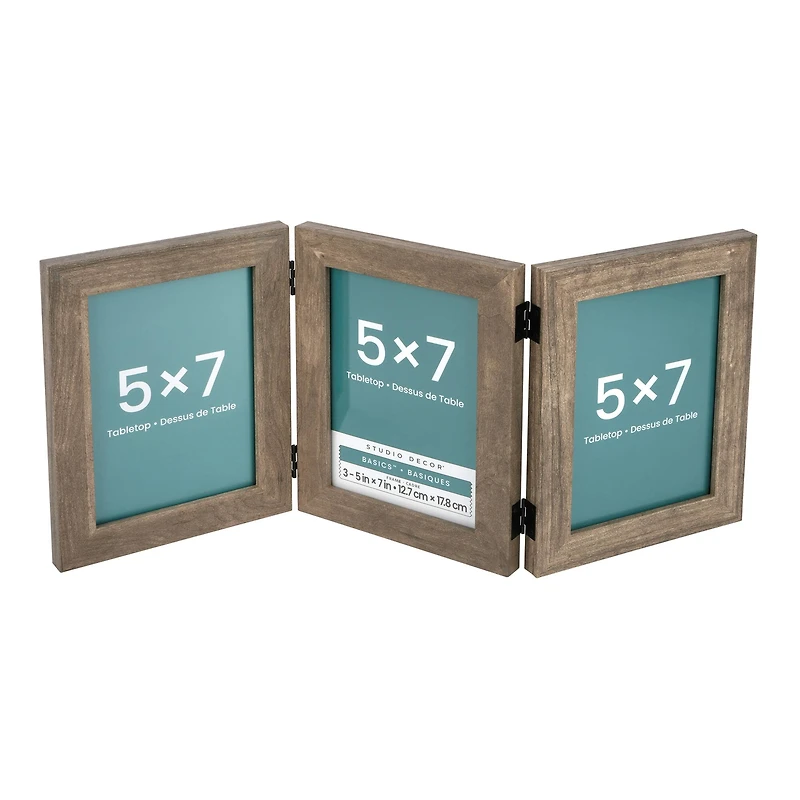 Basics™ 3 Opening 5" x 7" Gray Hinged Frame by Studio Décor®
