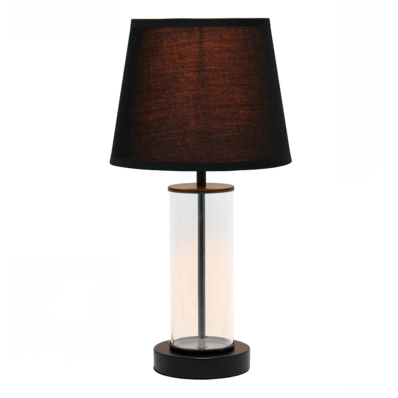 Simple Designs 17" Encased Metal & Clear Glass Table Lamp