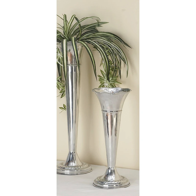 The Novogratz 15" Silver Aluminum Traditional Vase