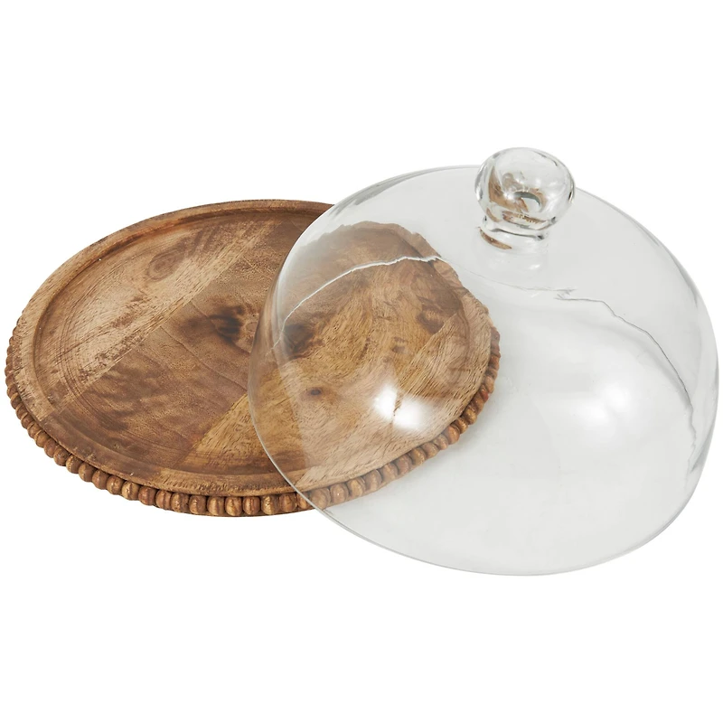 11" Brown Wood Cake Stand