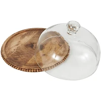 11" Brown Wood Cake Stand