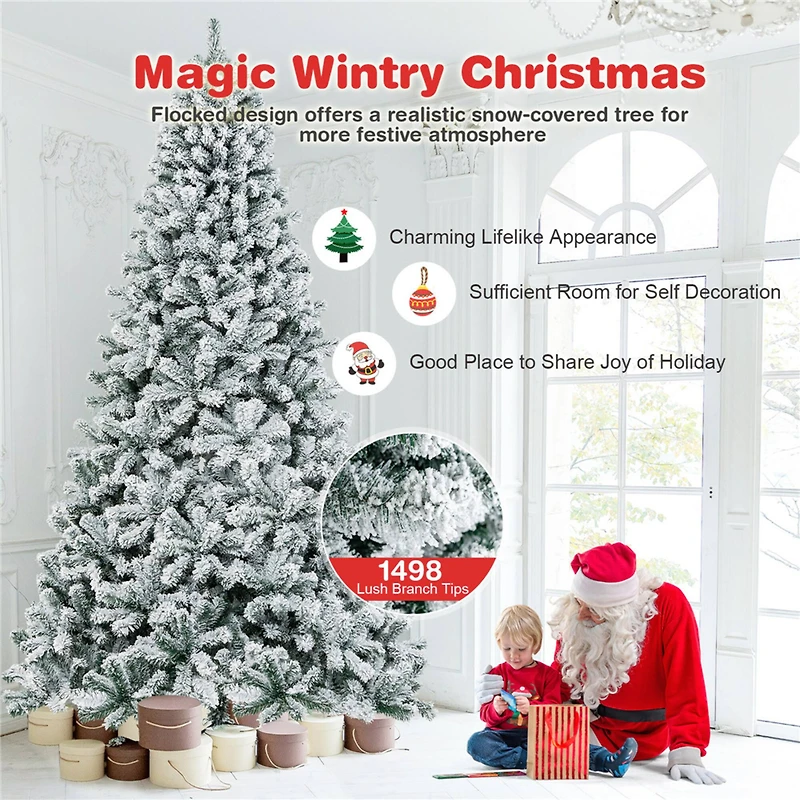 Costway 9ft. Unlit Snow Flocked Artificial Christmas Tree