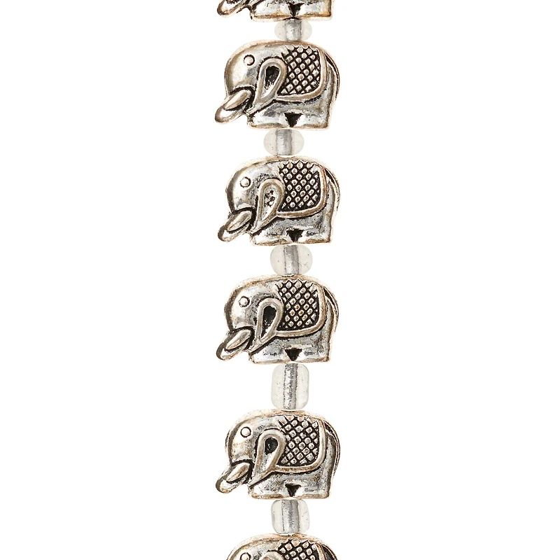 12 Pack: Silver Metal Elephant Beads, 12mm by Bead Landing™