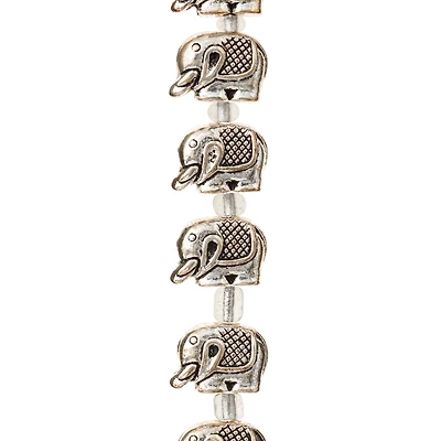 12 Pack:  Silver Metal Elephant Beads, 12mm by Bead Landing™