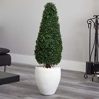 3.5ft. Boxwood Topiary in Textured White Planter