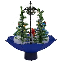 30" Musical Lighted Snowing Snowman Family in Umbrella Base Christmas Decoration