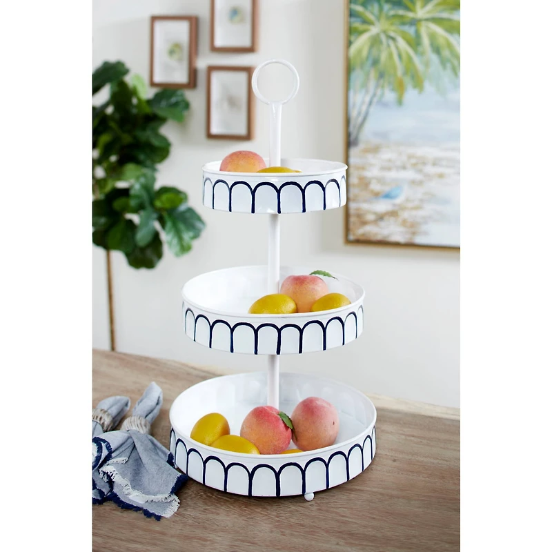 White Iron Farmhouse 3 Tier Tray Cupcake Stand