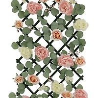47.25" Pink & White Peony & Rose Décor Trellis by Ashland®