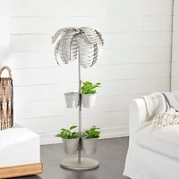 Gray Metal Contemporary 6-Pot Planter