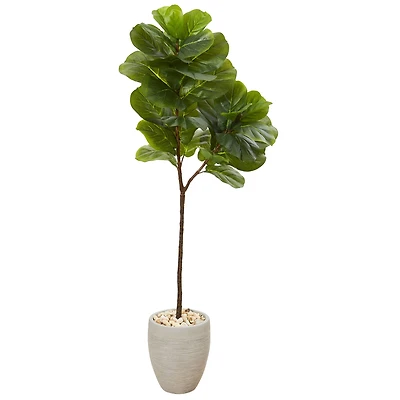 5ft. Fiddle Leaf Artificial Tree in Sand Colored Planter