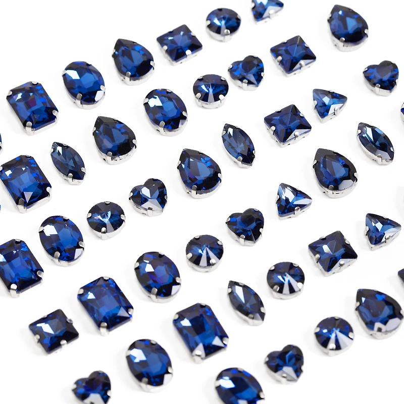 CousinDIY Silver Blue Zircon Glass Sew-On Rhinestones, 56ct.
