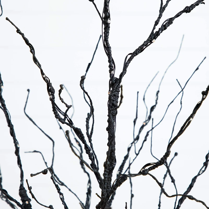 4ft. Pre-Lit Halloween Black Twig Artificial Tree with 180 Orange & Purple LED Lights