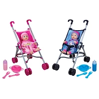 Lissi Dolls Baby Doll Umbrella Stroller Twin Set with 2 Toy Baby Dolls