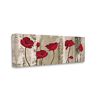 Stupell Industries Red Poppies Blooming Rustic Distressed Wood Grain Canvas Wall Art