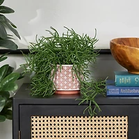 14" Faux Cascading Artificial Plant with Geometric Terracotta Pot