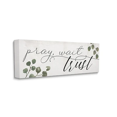 Stupell Industries Pray Wait Trust Phrase Peaceful Eucalyptus Branches Canvas Wall Art