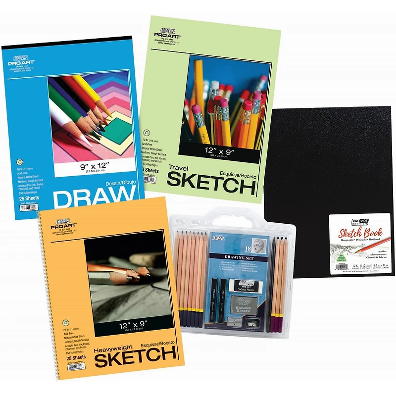 Pro Art Drawing Set Paper/Pencil Value Pack