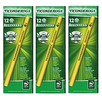 Ticonderoga® Beginners® Pencils without Eraser, 3 Packs of 12