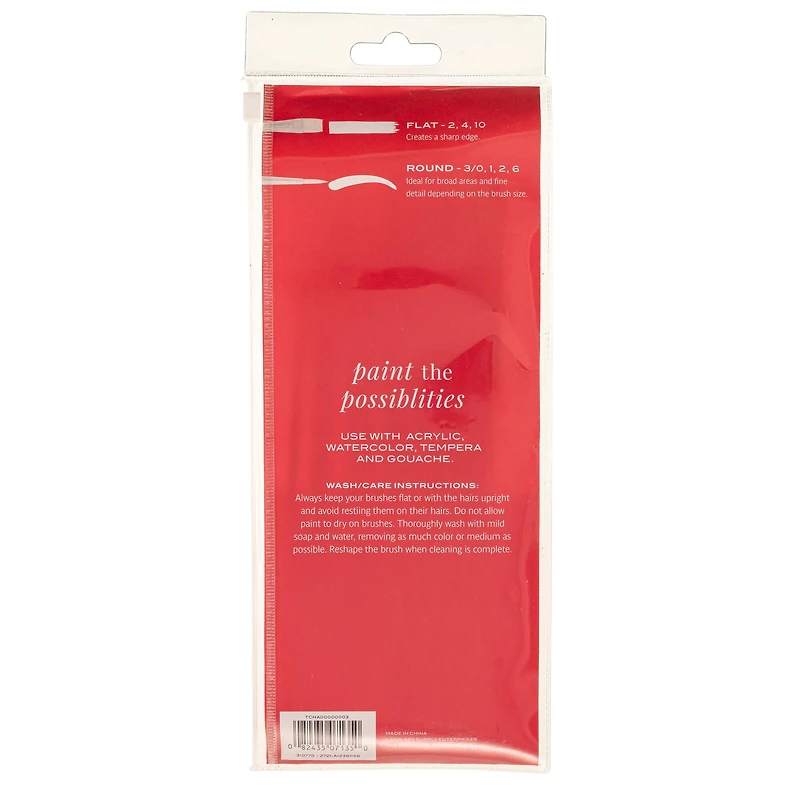 Hello, Artist! Long Handle White Taklon Flats & Rounds 12 Piece Brush Set