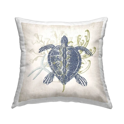 Stupell Industries Swimming Turtle Aquatic Ocean Sea Life Throw Pillow, 18" x 18"