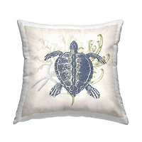 Stupell Industries Swimming Turtle Aquatic Ocean Sea Life Throw Pillow, 18" x 18"