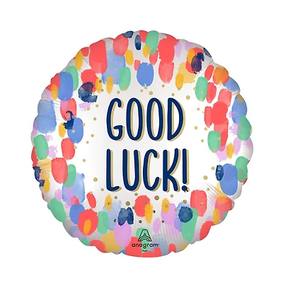 17" Satin Painterly Dots Good Luck Foil Balloon