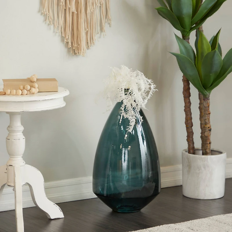 Blue Recycled Glass Handmade Spanish Vase 13" x 13" x 24"