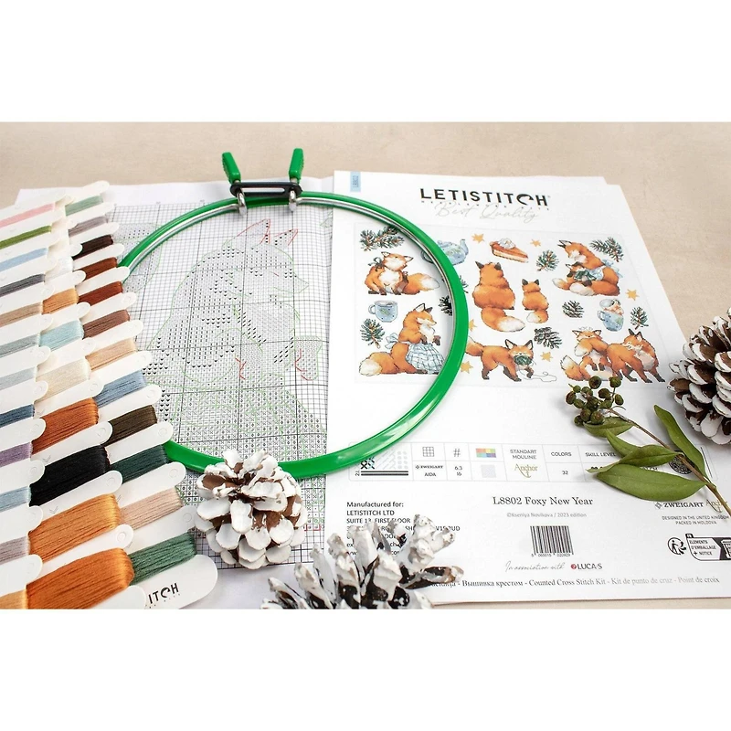 LetiStitch Foxy New Year Counted Cross Stitch Kit