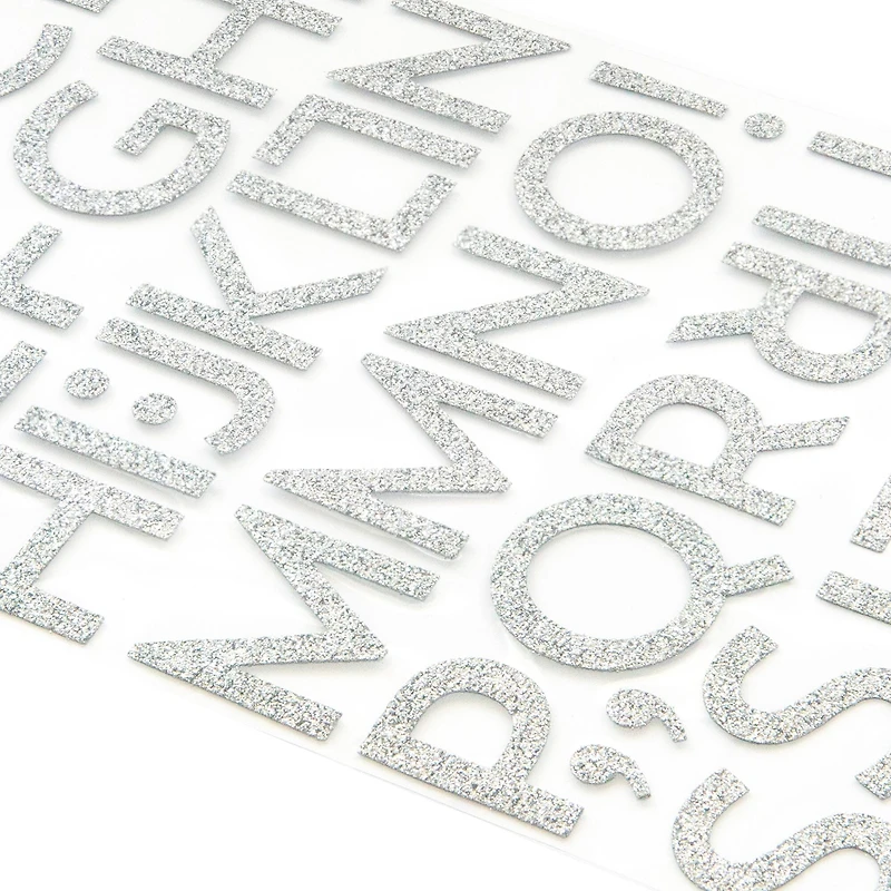 12 Packs: 86 ct. (1,032 total) Silver Glitter Block Alphabet Stickers by Recollections™