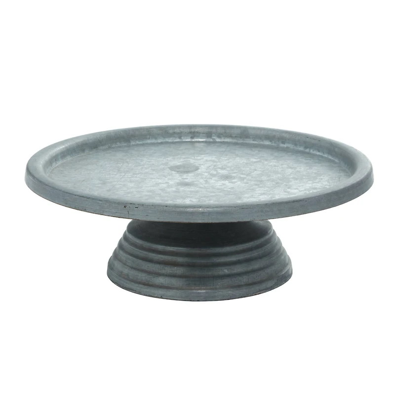 Grey Iron Farmhouse Cake Stand, 4" x 13" x 13"