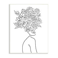 Stupell Industries Slouching Woman Elegant Bouquet Hair Minimal Linework Wall Plaque
