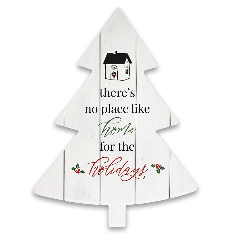 Home for the Holidays 14" x 18.5" Tree Shaped Pallet Wood