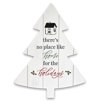 Home for the Holidays 14" x 18.5" Tree Shaped Pallet Wood